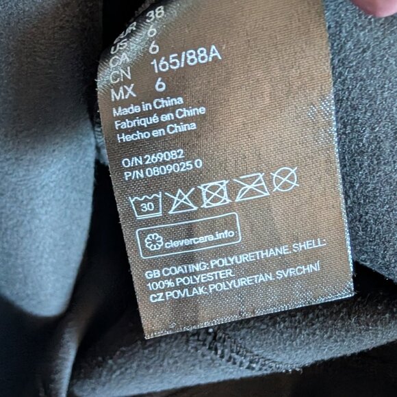 H&M Black Faux Leather Mini Dress Spaghetti Straps Stretch Size 6 Goth Grunge - Picture 7 of 9